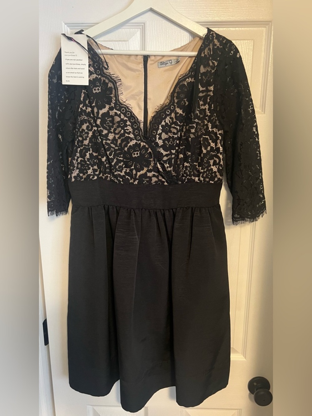 Eliza J Black Lace Chemise with Nude Lining